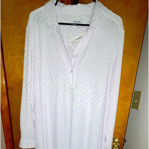 NWT’s Plus Size Foxcroft Long Sleeve buttoned Collar V-Neck Jersey Style Dress - Picture 1 of 4